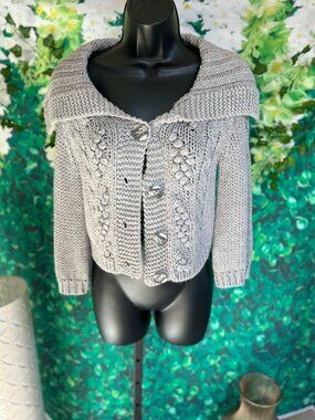 NWOT - Express Chunky Cable Knit Bobble Cardigan Sweater Sz S